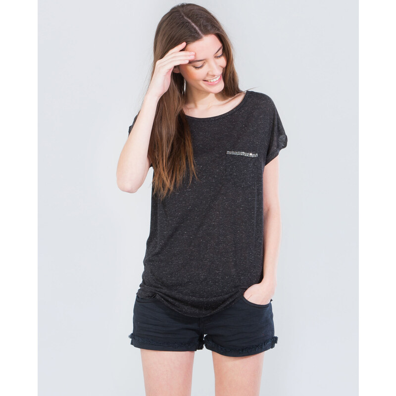 T-Shirt verziert mit Schmuck Anthrazitgrau, Größe S -Pimkie- Mode für Damen