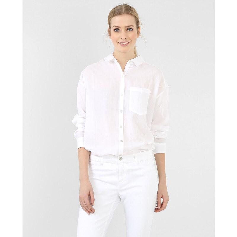 Weite Hemdbluse aus Baumwolle Weiß, Größe M -Pimkie- Mode für Damen
