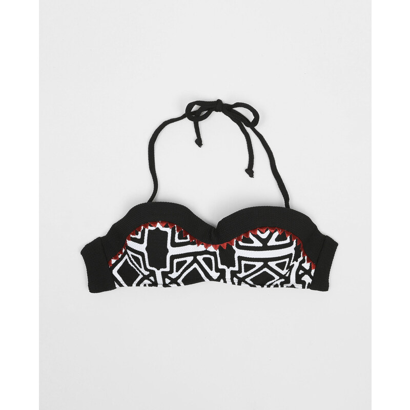 Bikinioberteil mit Ethno-Stickerei Schwarz, Größe 38 -Pimkie- Mode für Damen