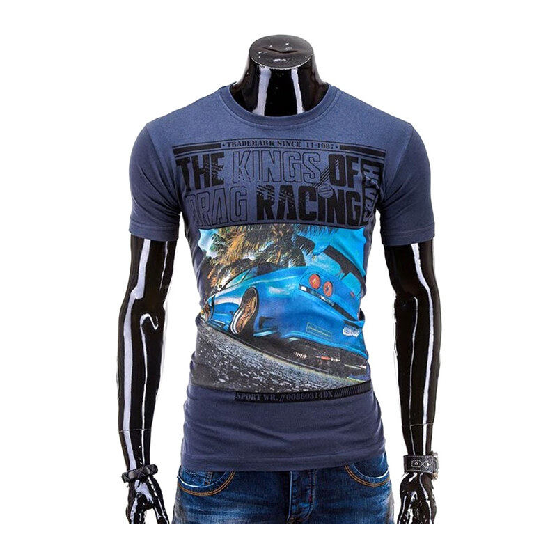 Lesara T-Shirt mit Racing-Print - Dunkelblau - L