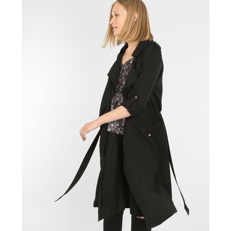Langer Trenchcoat Schwarz, Größe M -Pimkie- Mode für Damen