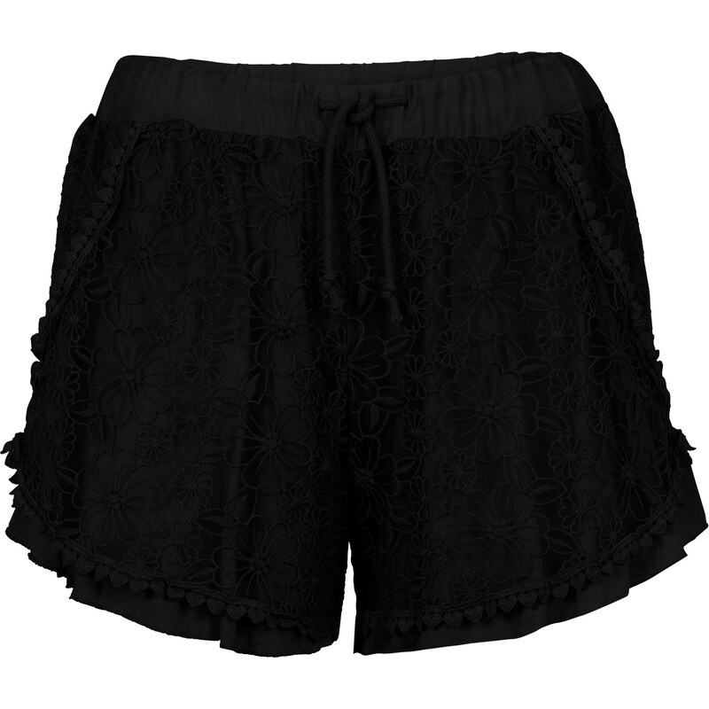 RAINBOW Doppellagige Shorts mit Spitze in schwarz für Damen von bonprix