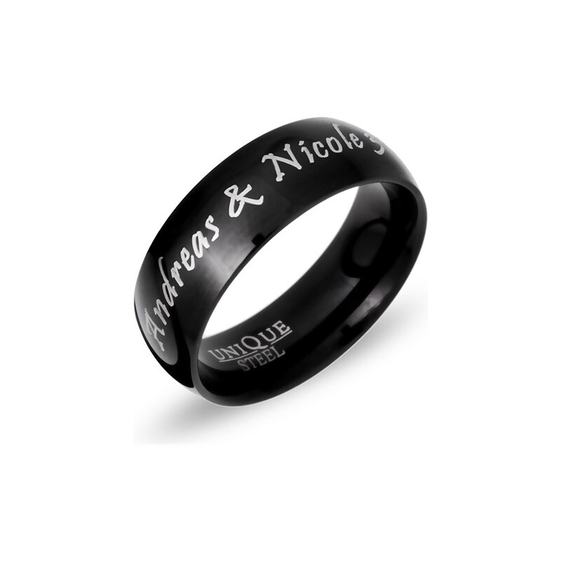 Unique Jewelry Ring Edelstahl schwarz inkl. Lasergravur