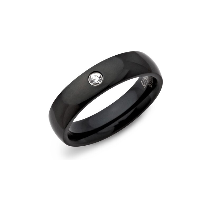 Unique Jewelry Ionisierter Ring (IBP) Edelstahl 5mm Zirkonia