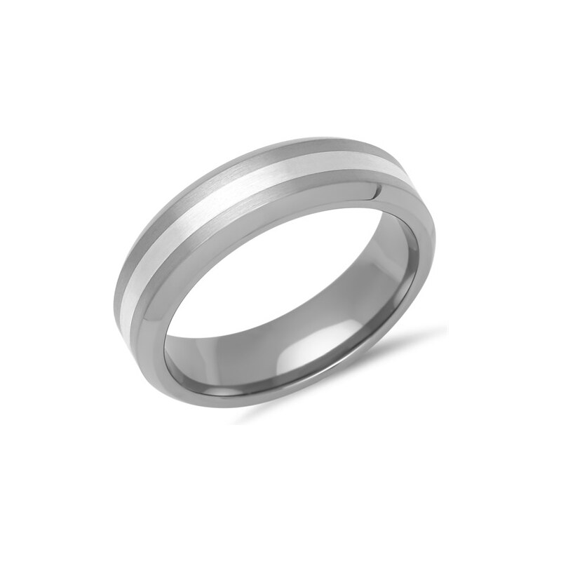 Unique Jewelry Eleganter Ring Titan matt mit Einlage Silber