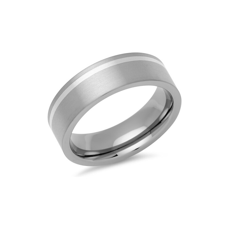 Unique Jewelry Eleganter Ring Titan matt mit Einlage Silber