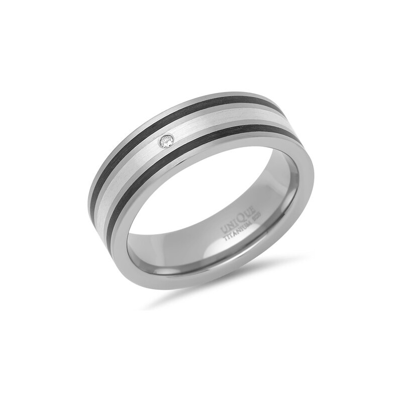 Unique Jewelry Exklusiver Ring Titan Einlage Silber & Diamant