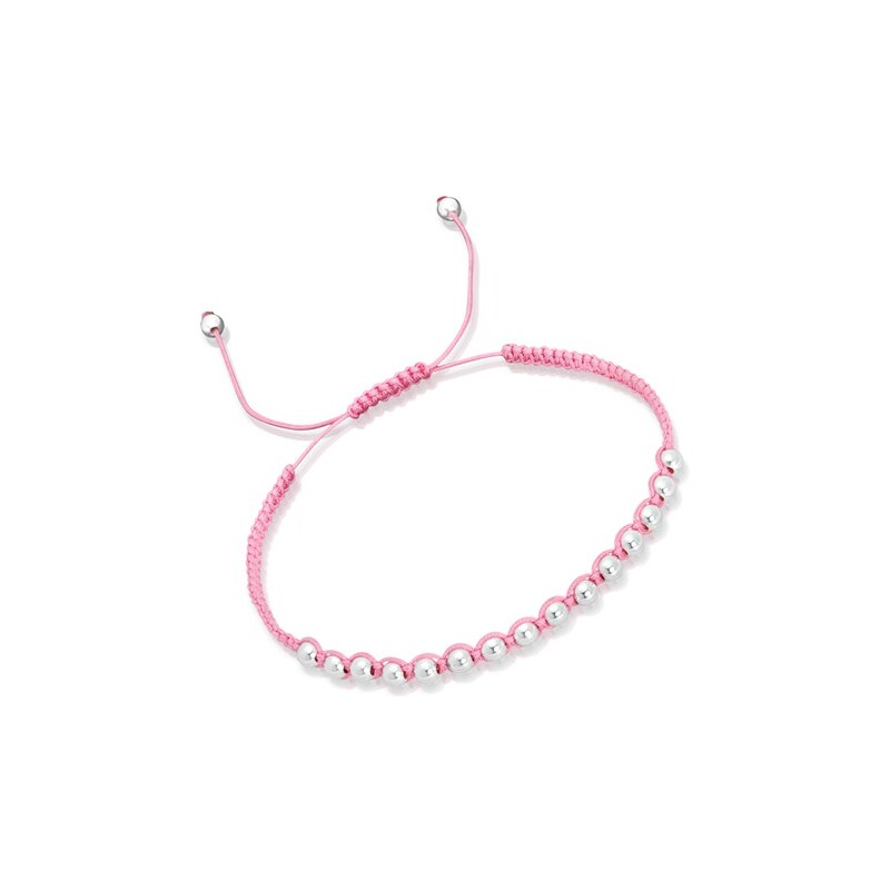 Unique Jewelry Pinkfarbenes Textilarmband mit Silberelementen
