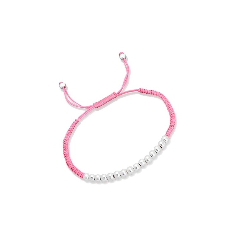 Unique Jewelry Pinkfarbenes Textilarmband mit Silberelementen