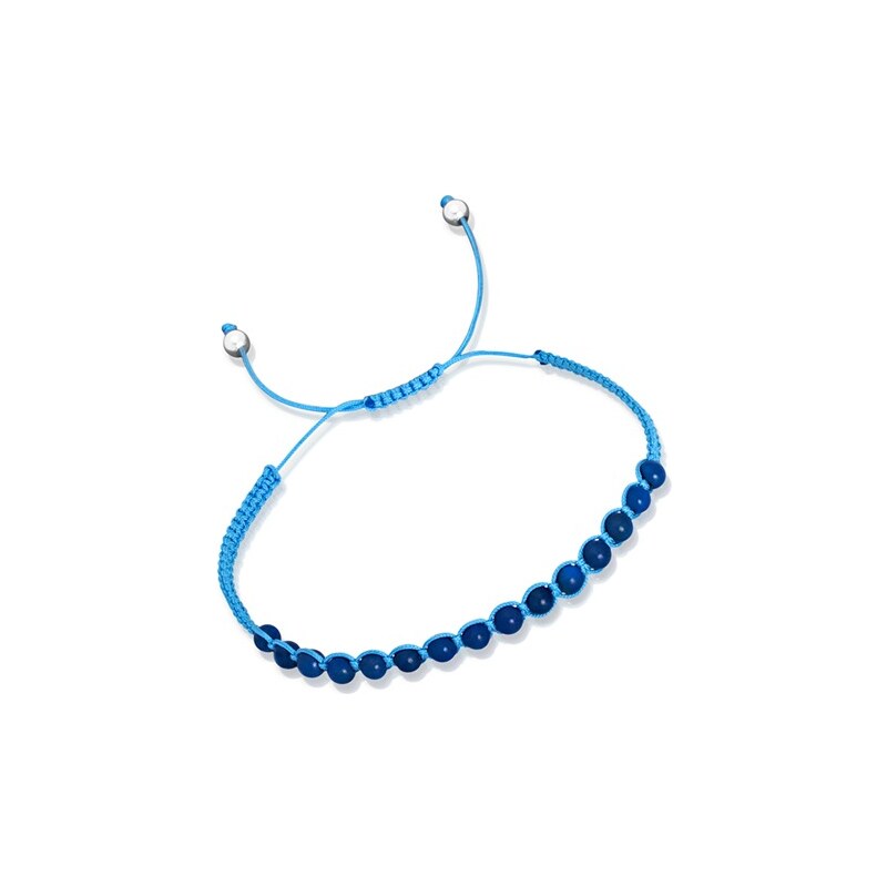 Unique Jewelry Blaues Textilarmband mit Silberelementen