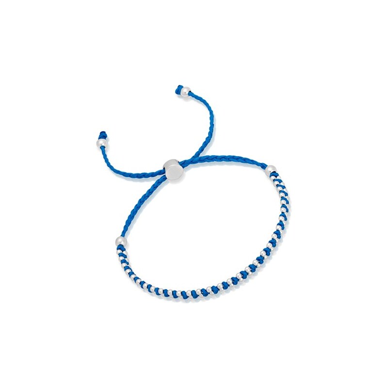Unique Jewelry Blaues Textilarmband mit Silberelementen