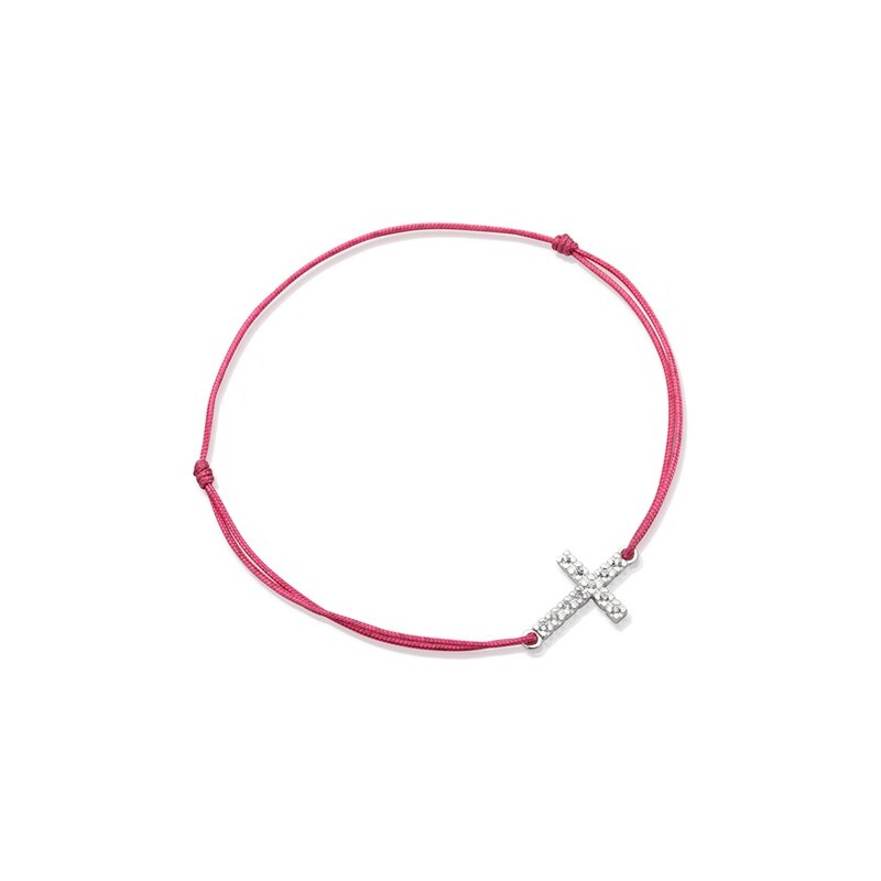 Unique Jewelry Pinkfarbenes Textilarmband mit Silberelement TXB0048