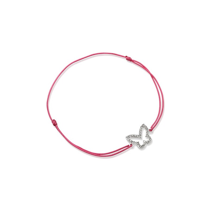 Unique Jewelry Pinkfarbenes Textilarmband mit Silberelement