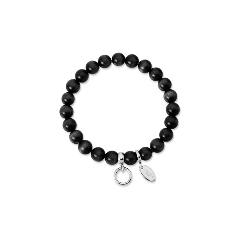 Unique Jewelry Charm Armband mit Perlen schwarz 15,5 bis 19,5cm