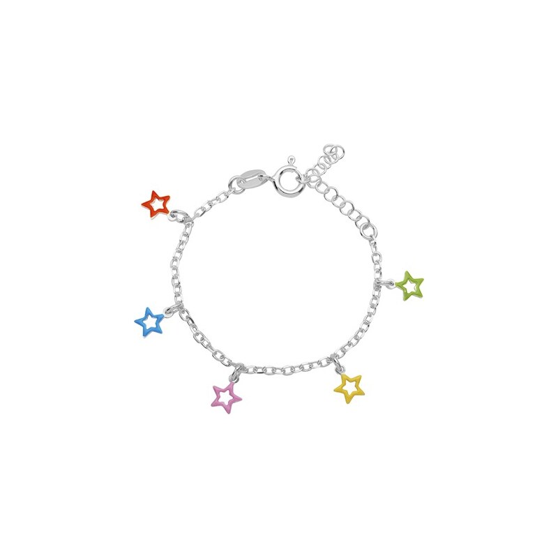 Unique Jewelry Armband für Kinder 925 Silber mit bunten Sternen