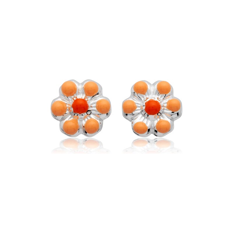 Unique Jewelry 925 Silber Kinderohrstecker Blumenmotiv orange KE0050