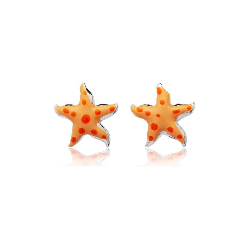 Unique Jewelry 925 Silberohrstecker für Kinder orange Sterne