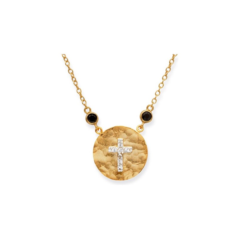 Unique Jewelry Vergoldete 925 Silberkette mit Kreuzanhänger
