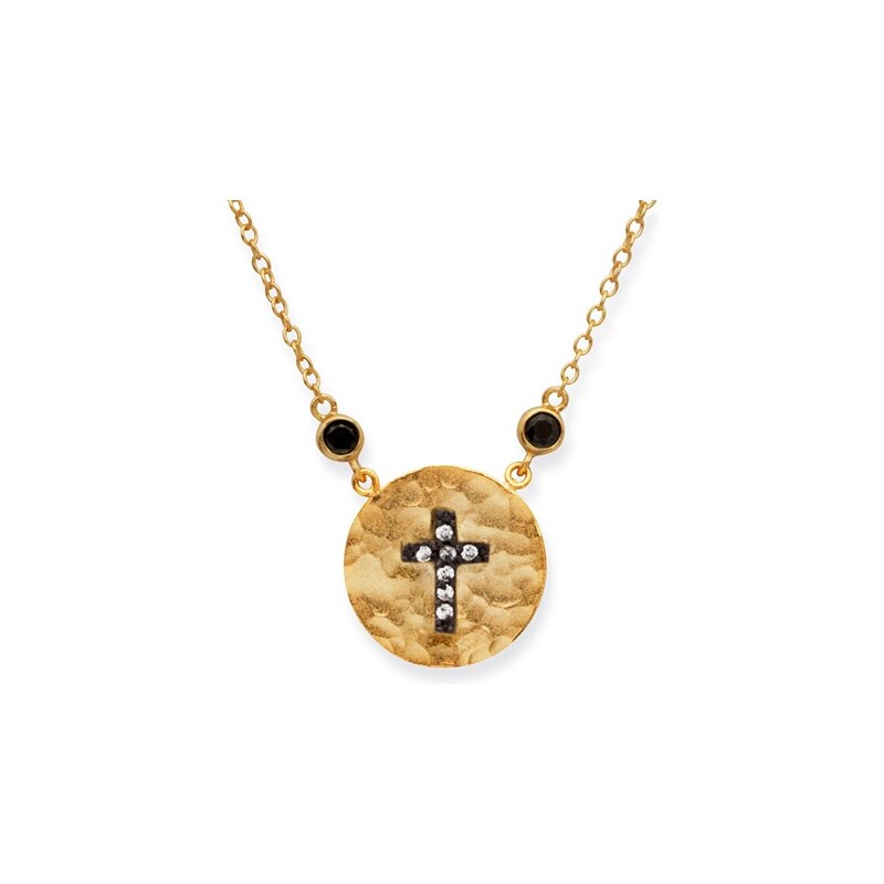 Unique Jewelry Vergoldete 925 Silberkette mit Kreuzanhänger