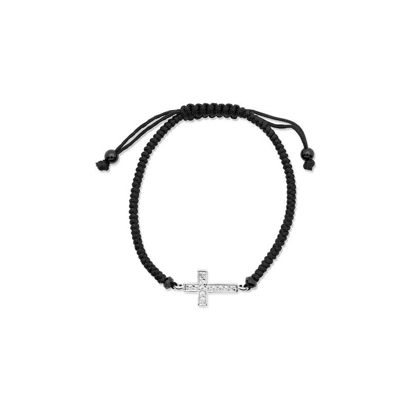 Unique Jewelry Textilarmband mit Silberanhänger Kreuz TXB0108