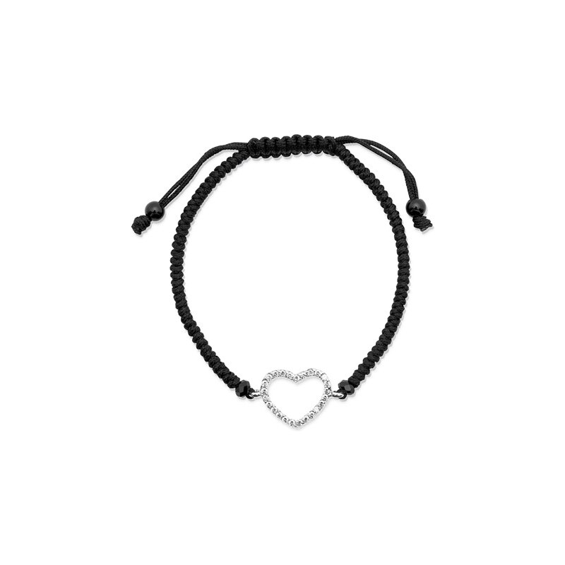 Unique Jewelry Textilarmband mit Silberanhänger Herz TXB0111