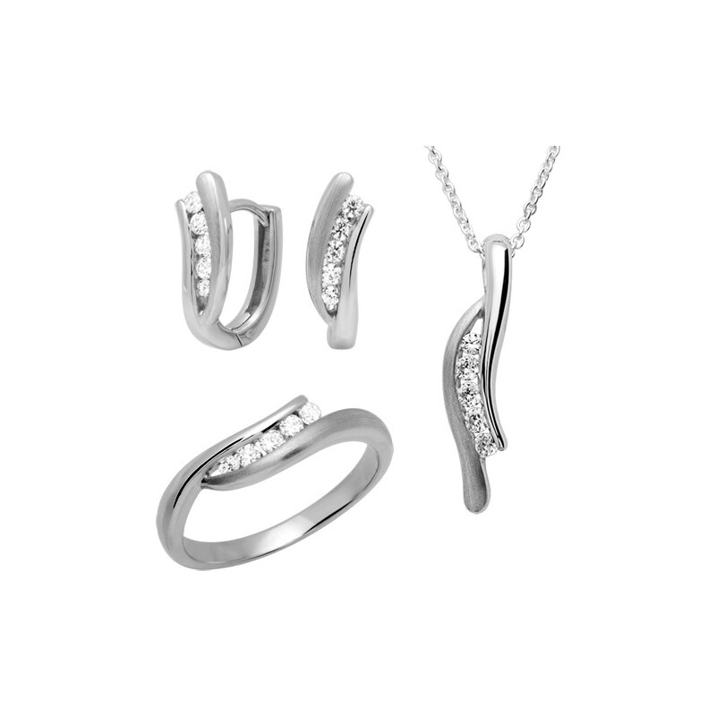 Unique Jewelry 925 Silberschmuckset Kette Ring Ohrringe SS0015
