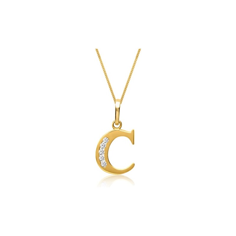 Unique Jewelry 333er Goldkette Buchstabe C mit Zirkonia