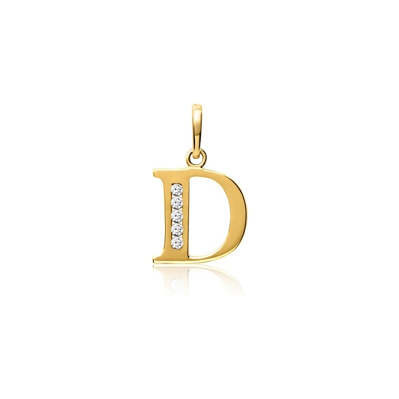 Unique Jewelry 333er Gold Buchstabenanhänger D mit Zirkonia