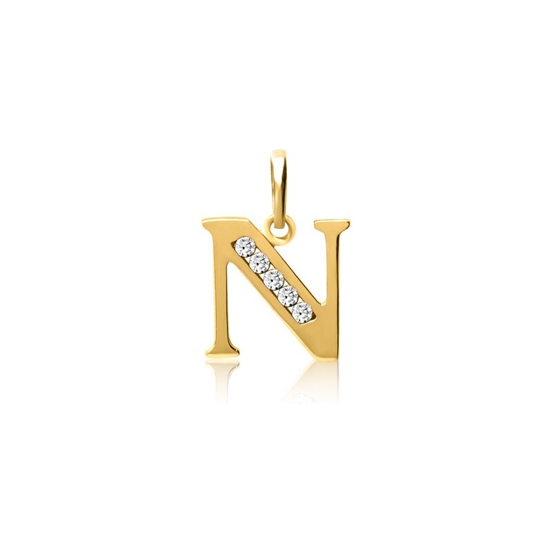 Unique Jewelry 333er Gold Buchstabenanhänger N mit Zirkonia