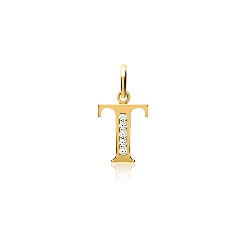 Unique Jewelry 333er Gold Buchstabenanhänger T mit Zirkonia