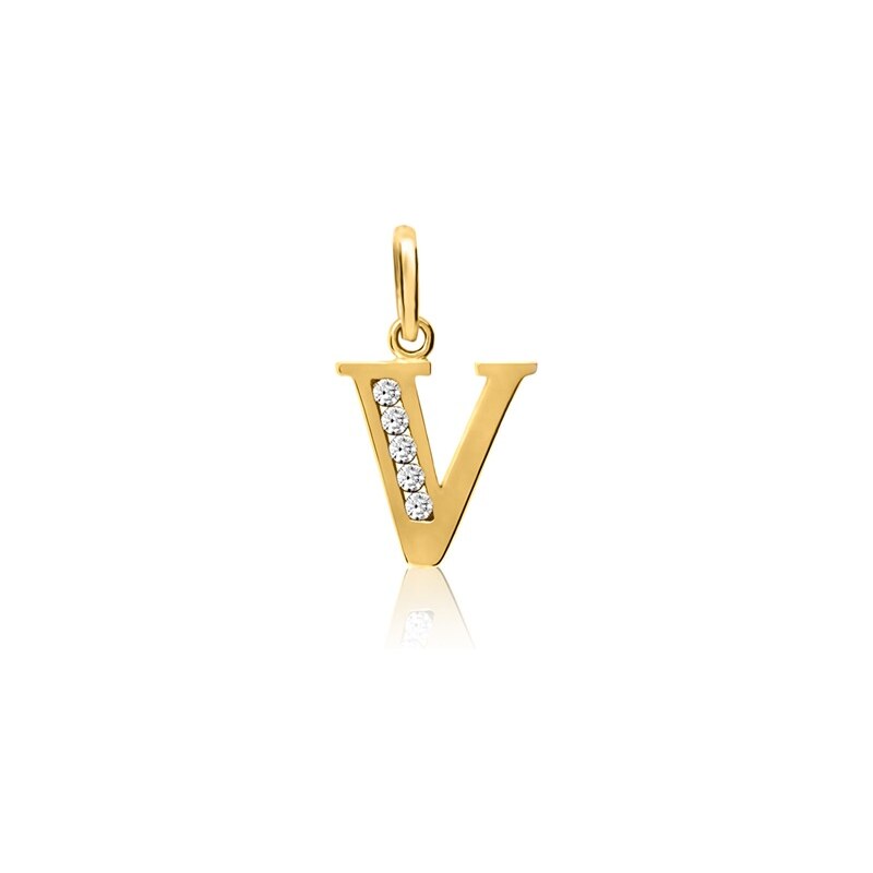 Unique Jewelry 333er Gold Buchstabenanhänger V mit Zirkonia