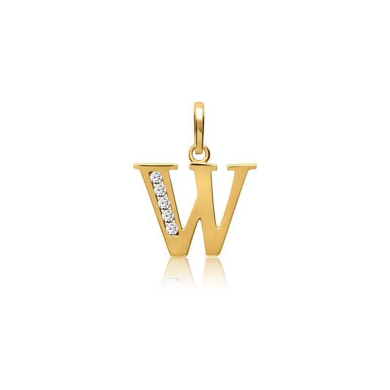 Unique Jewelry 333er Gold Buchstabenanhänger W mit Zirkonia