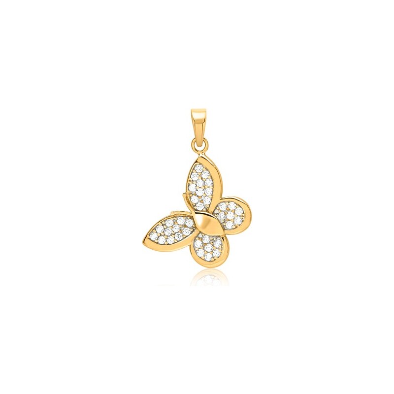 Unique Jewelry 333er Anhänger Gold Schmetterling Zirkonia