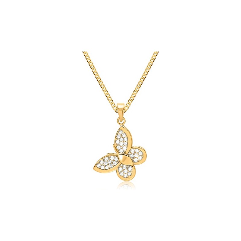 Unique Jewelry Kette aus Gold & 333er Anhänger Gold Schmetterling Zirkonia