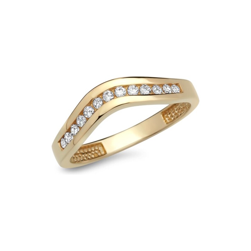 Unique Jewelry Geschwungener Goldring mit Zirkoniasteinen GR0063