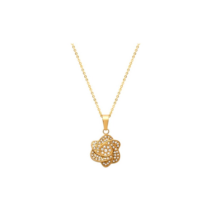 Unique Jewelry Vergoldeter Edelstahlanhänger Blumen Zirkonia
