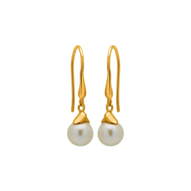 Unique Jewelry Geschwungene Ohrhänger vergoldetes Silber Perle SE0576