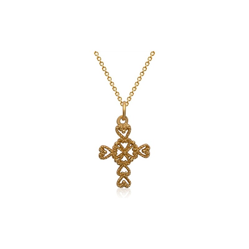 Unique Jewelry Silberkette vergoldet Kreuzanhänger