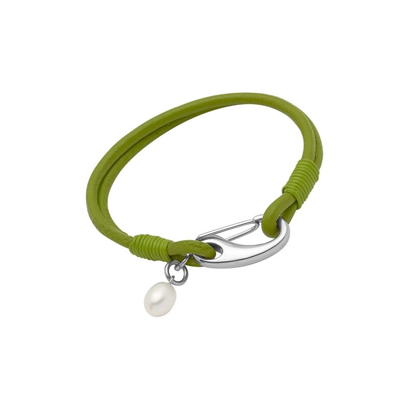 Unique Jewelry Leder Armband Süßwasserperle grün
