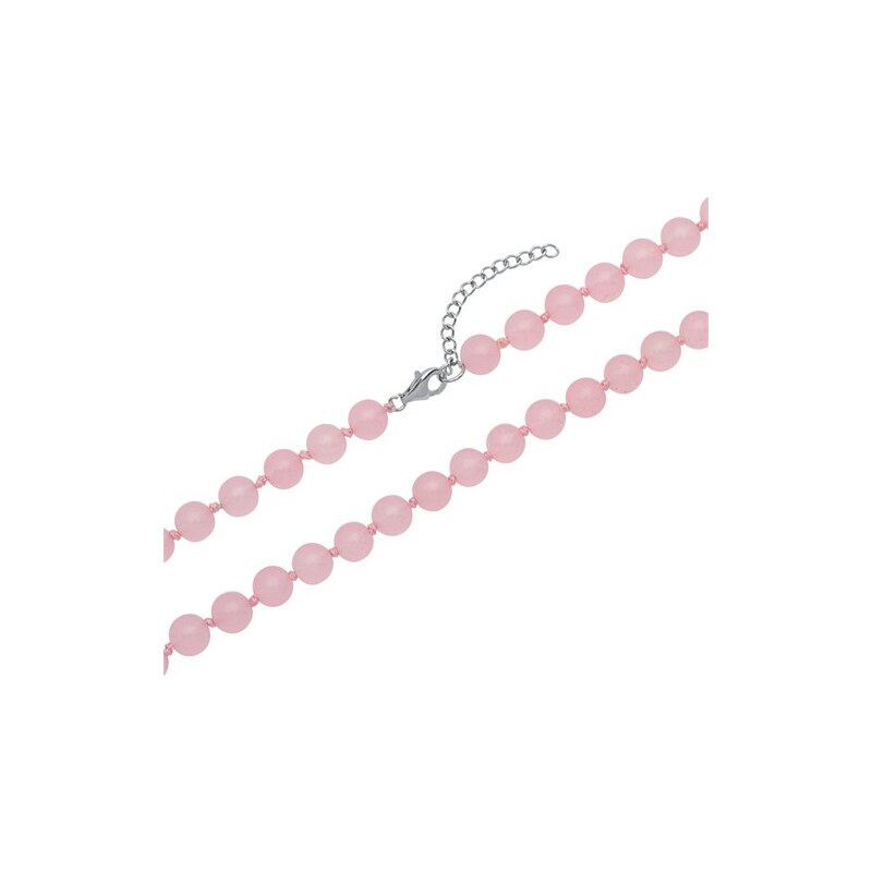 Unique Jewelry Halskette aus rosa Jadeperlen Silberverschluss