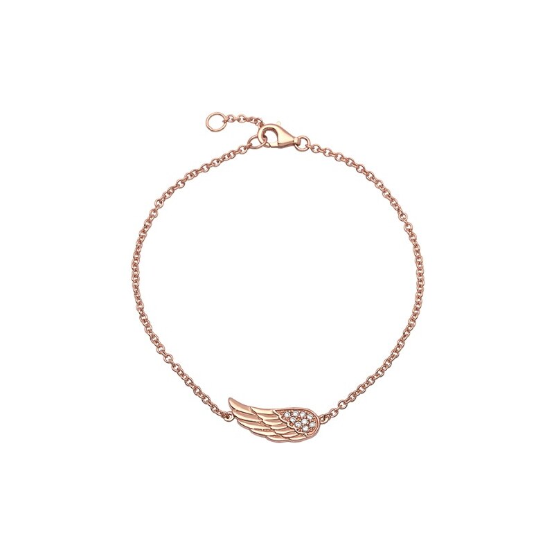 Unique Jewelry 925er Silberarmband rosévergoldet Engelsflügel