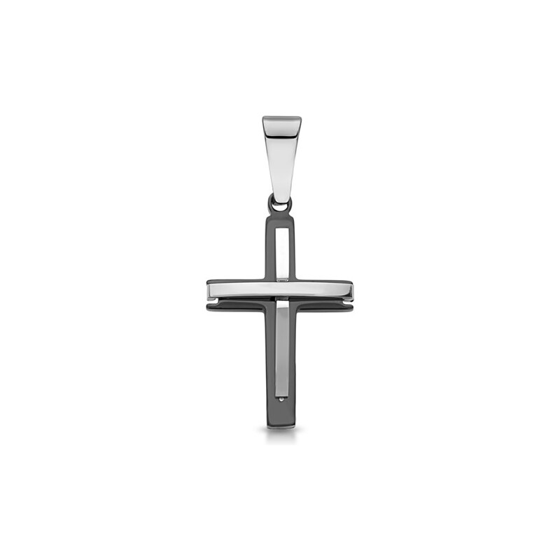 Unique Jewelry Edelstahlanhänger Kreuz schwarz-silber P5112SL