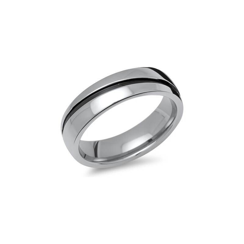 Unique Jewelry Ring aus Edelstahl poliert schwarze Rille 6mm