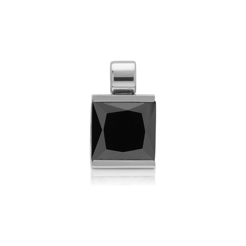 Unique Jewelry Edelstahlanhänger poliert mit schwarzem Stein