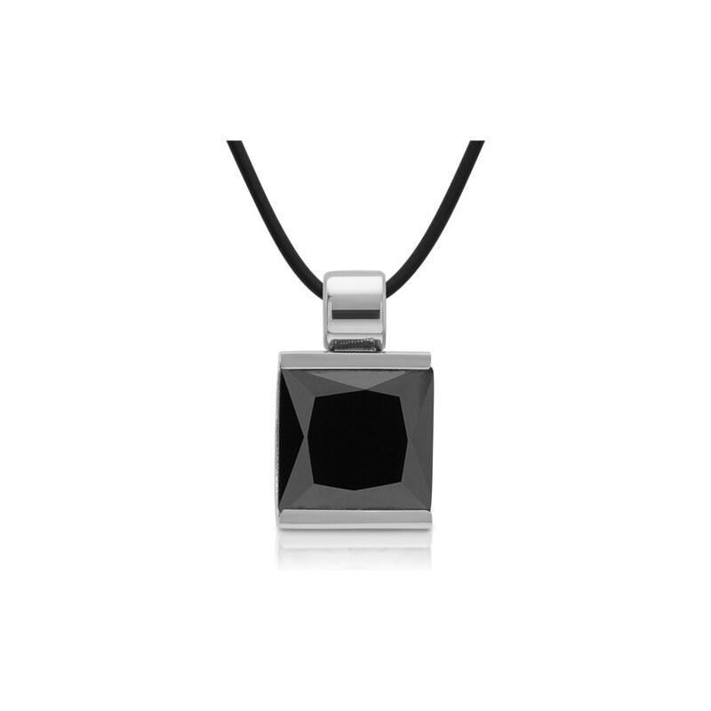 Unique Jewelry Kautschukkette Anhänger schwarzer Stein