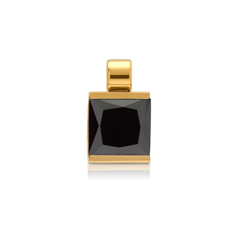 Unique Jewelry Vergoldeter Anhänger Edelstahl schwarzer Stein