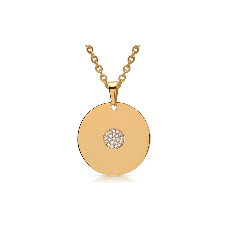 Unique Jewelry Edelstahlkette vergoldet mit Anhänger Zirkonia