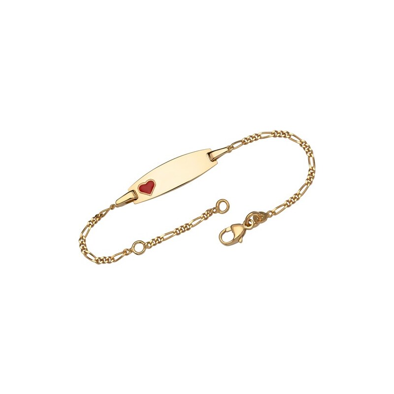 Unique Jewelry 375er Gelbgold Armband mit rotem Herz
