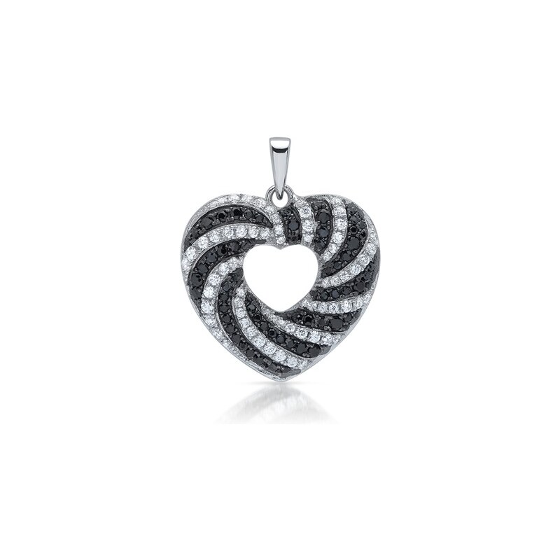 Unique Jewelry Silberanhänger in Herzform mit Zirkoniabesatz