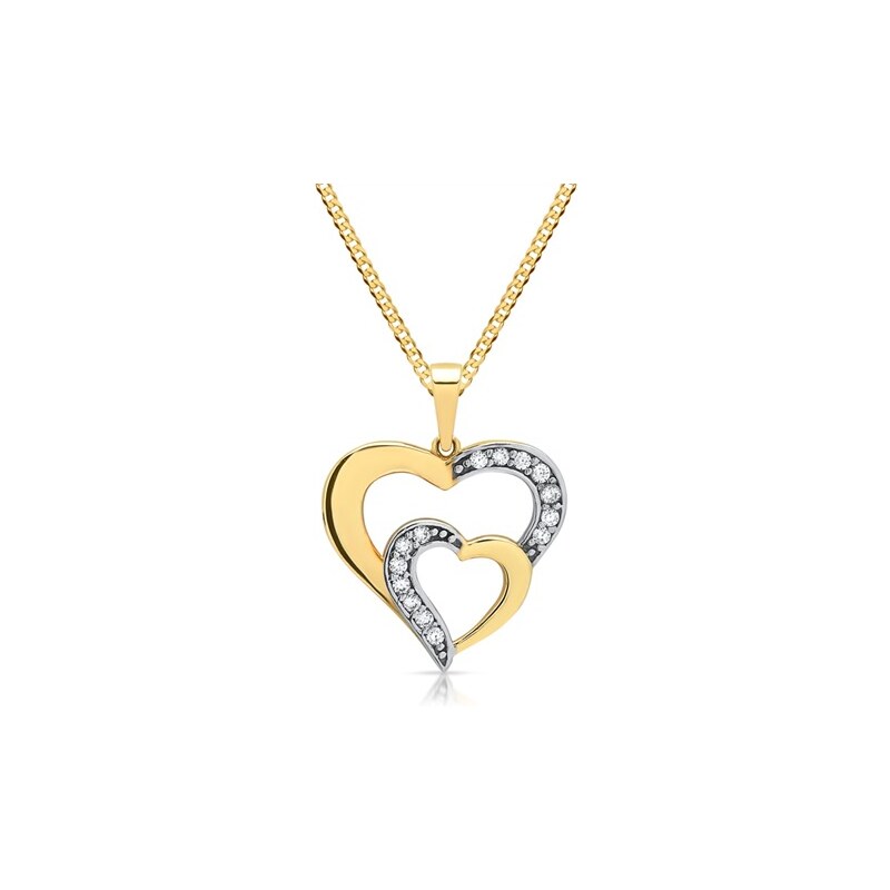 Unique Jewelry Goldkette mit steinbesetztem Herz-Anhänger GP0186SLK